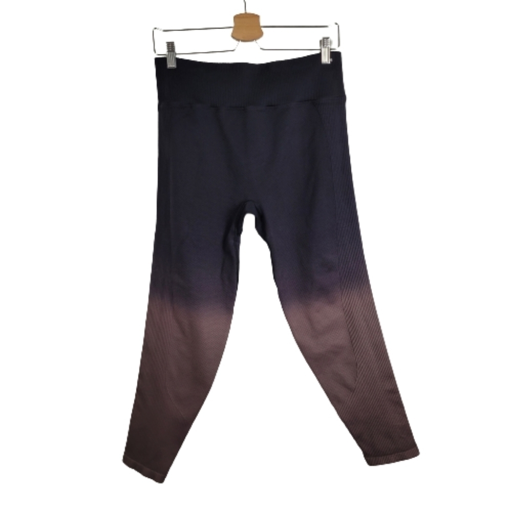 Pink active black to mauve ombre ribbed leggings